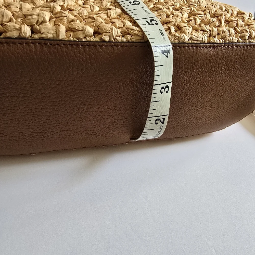 Strathberry Floral Raffia Basket Tote Straw Tan - Picture 13 of 15